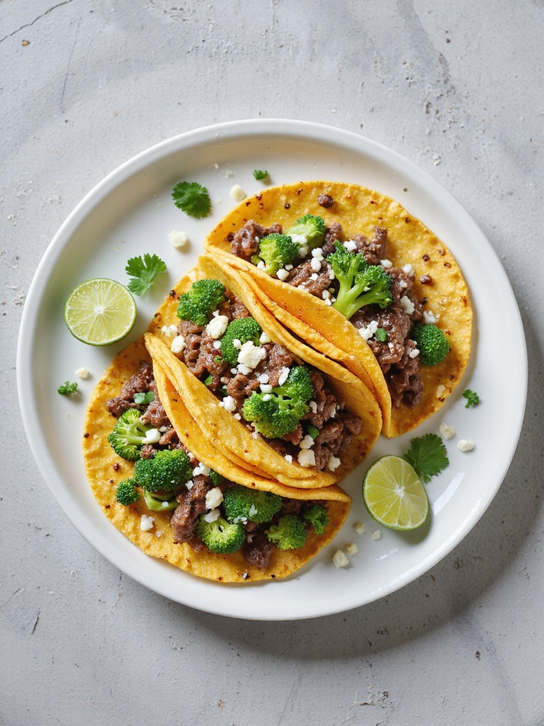 tangy beef and broccoli tacos