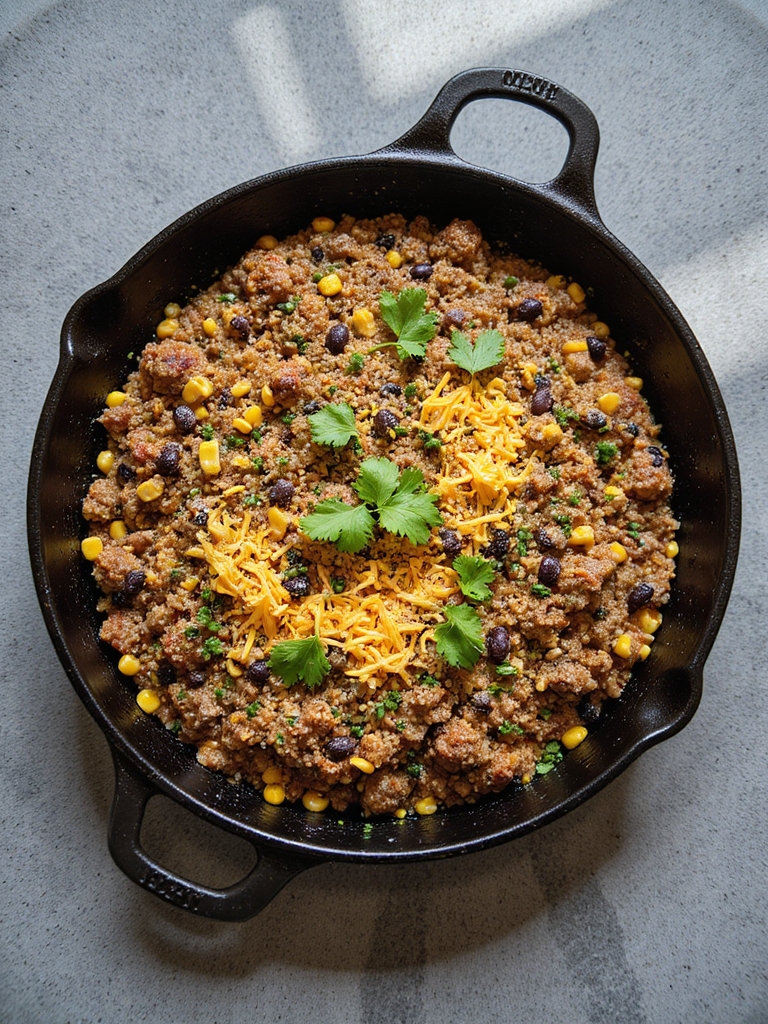 tex mex beef quinoa skillet