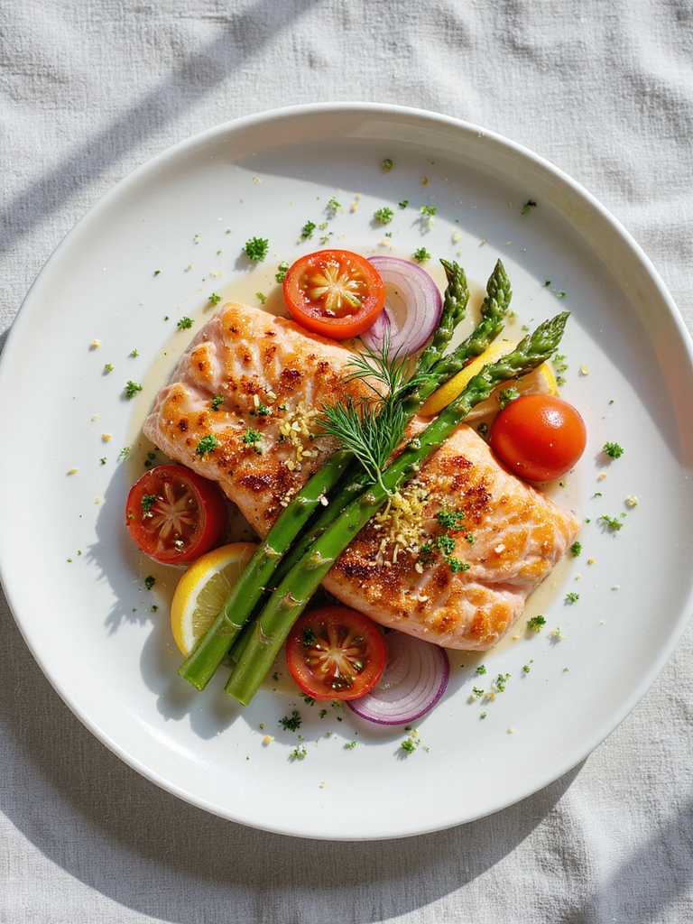 textured layered salmon dish
