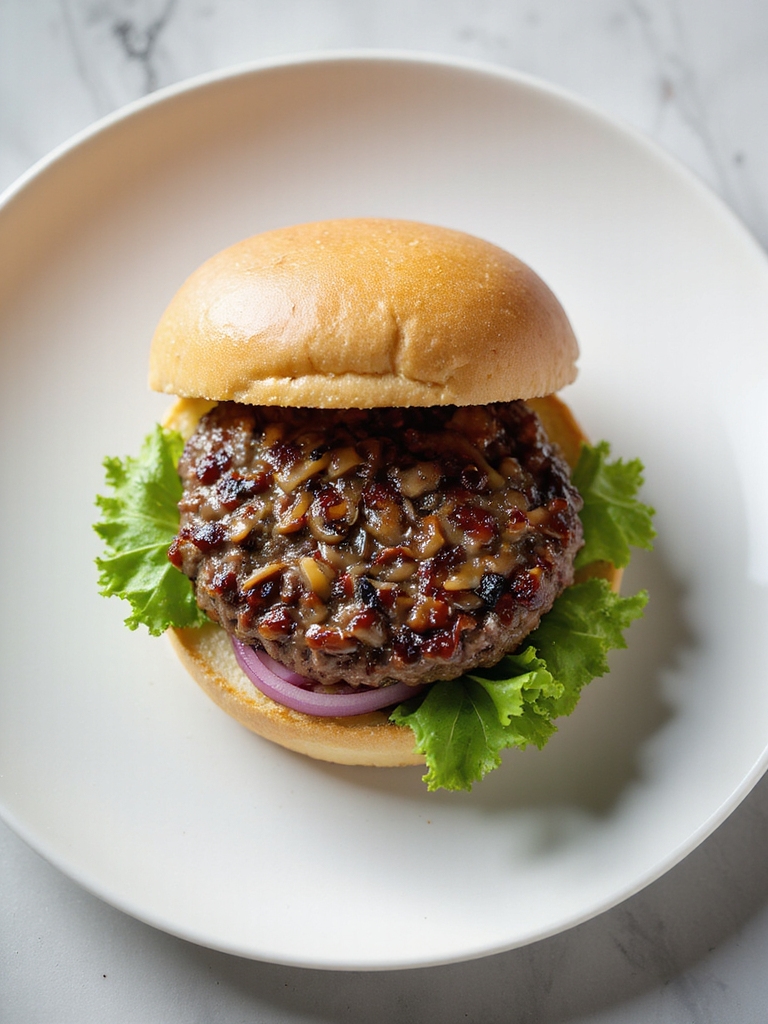 umami burger with mushrooms
