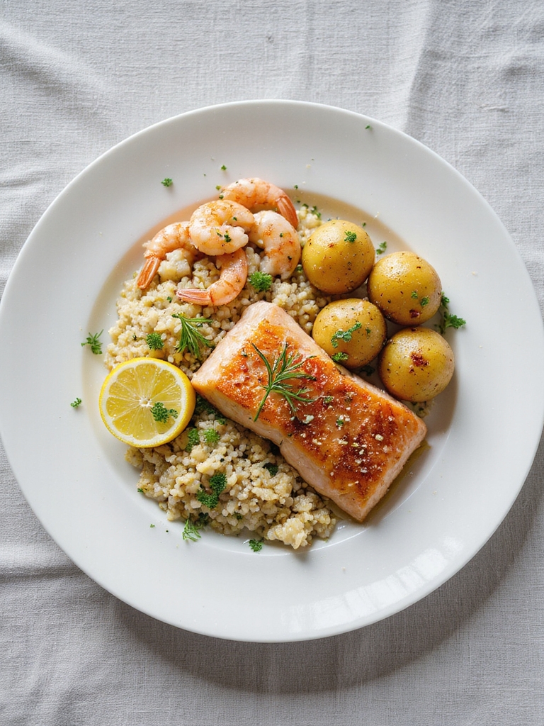 vibrant balanced seafood meal