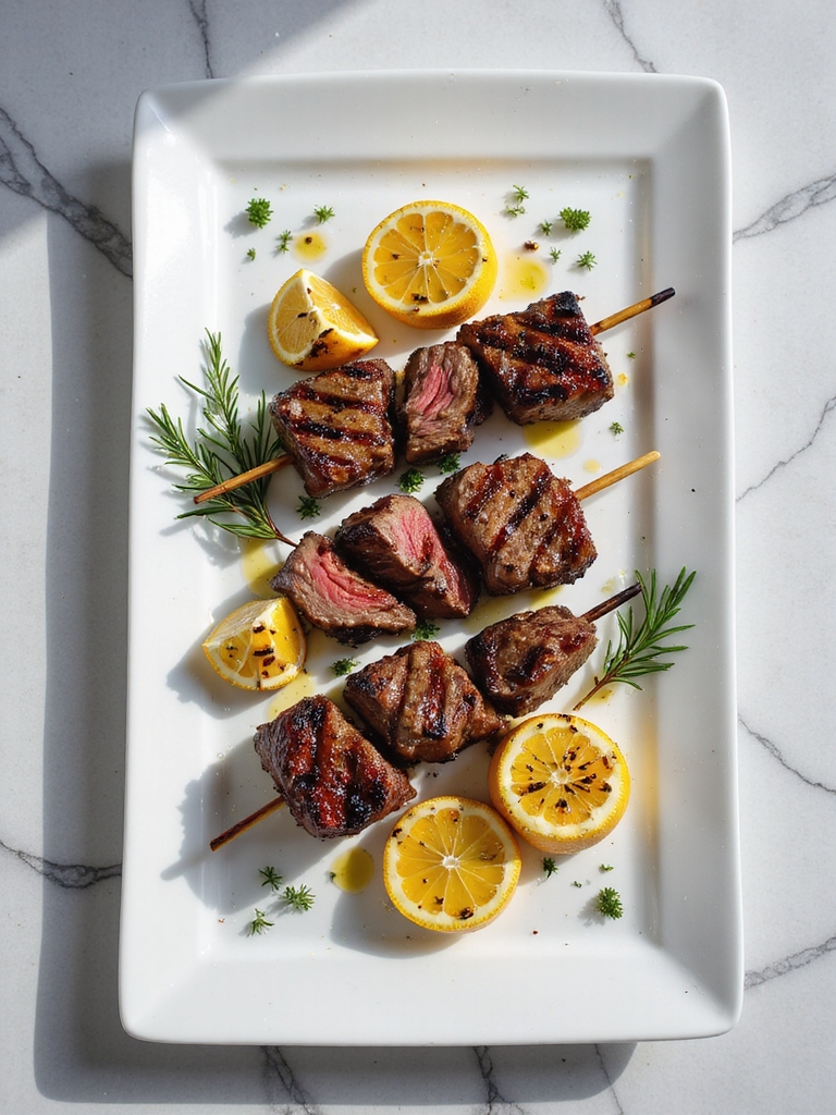 zesty herb marinated beef skewers