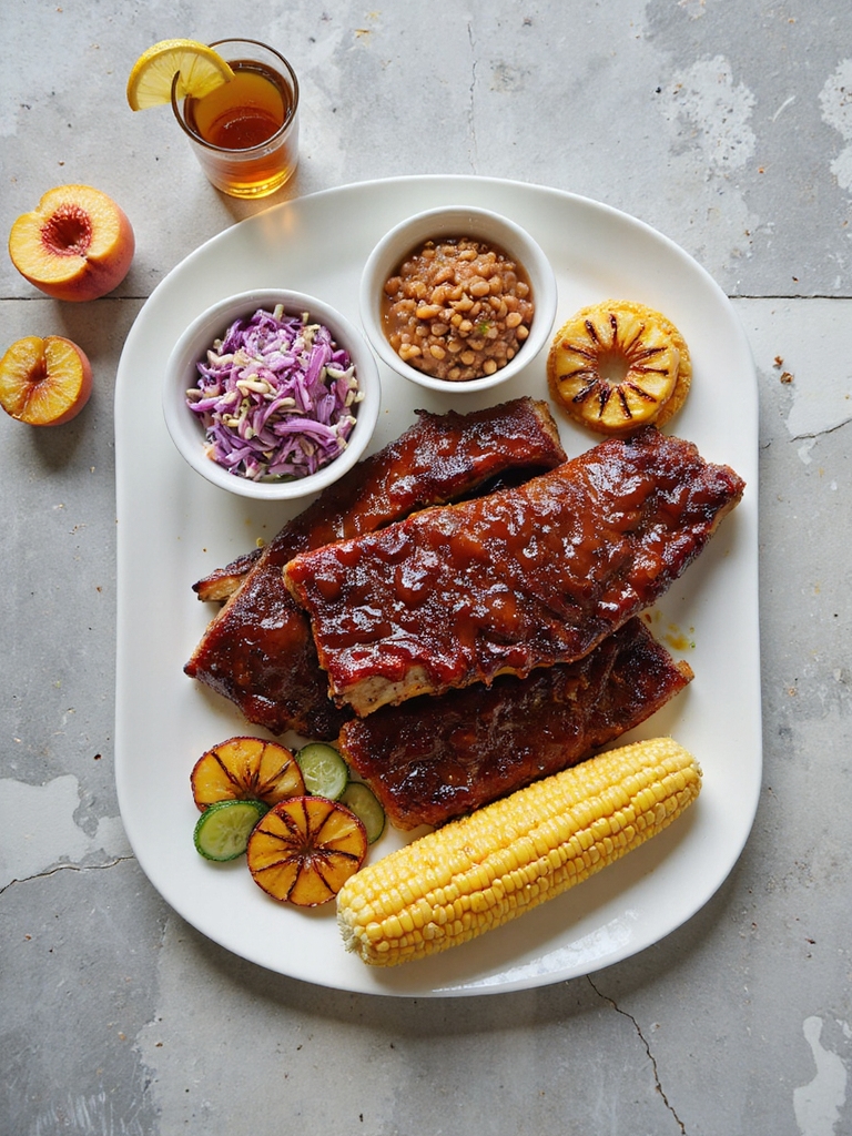 air fried ribs with sides