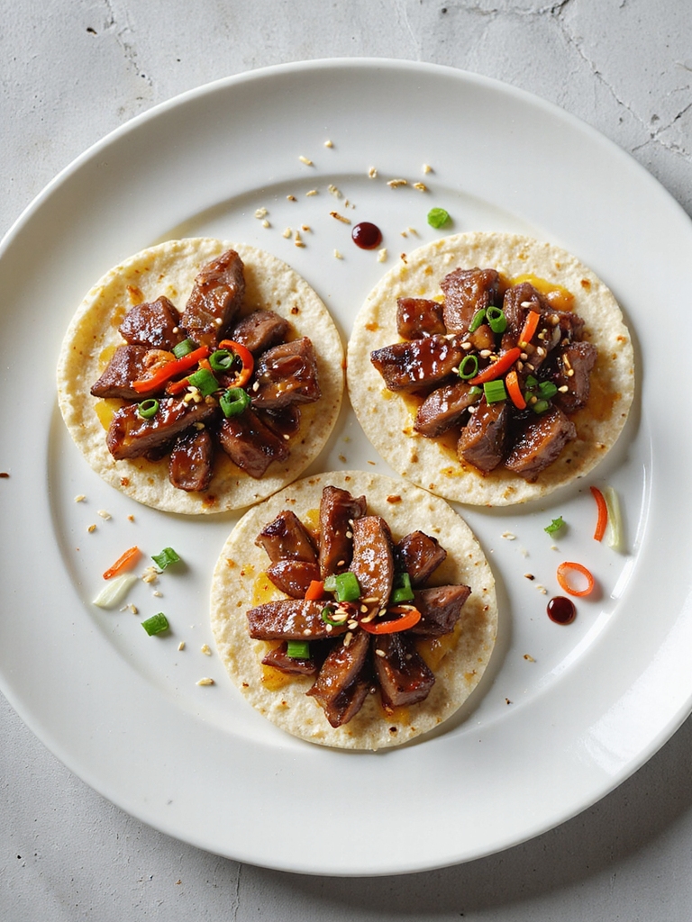 asian spicy steak tacos