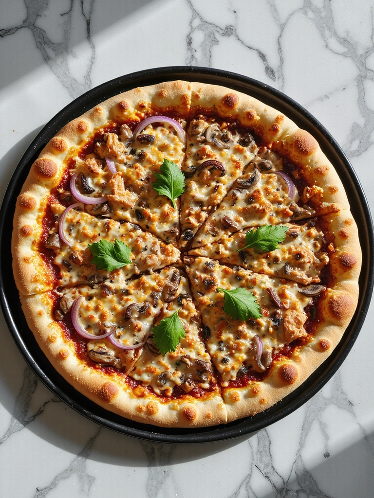 bbq chicken mushroom pizza
