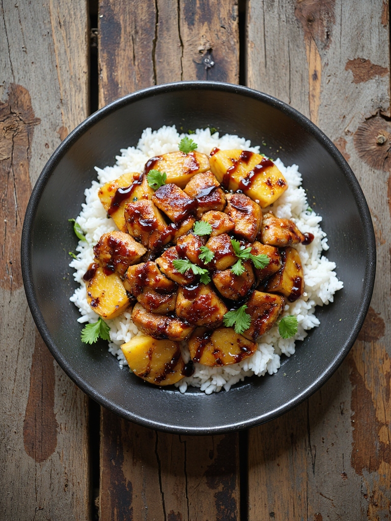 bbq chicken pineapple bowl