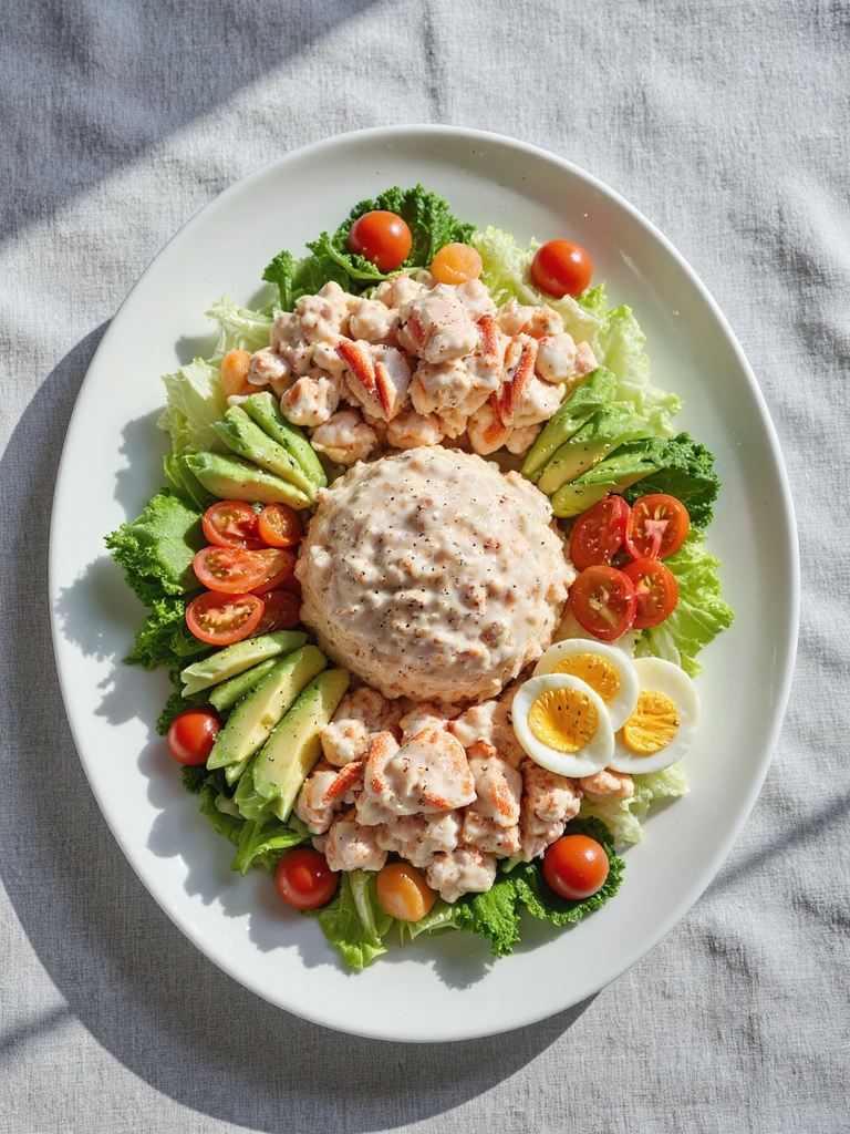 beautifully arranged crab salad