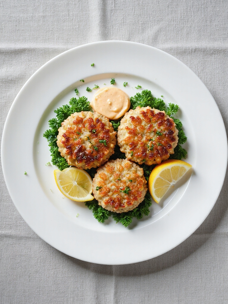 beautifully presented crab cakes