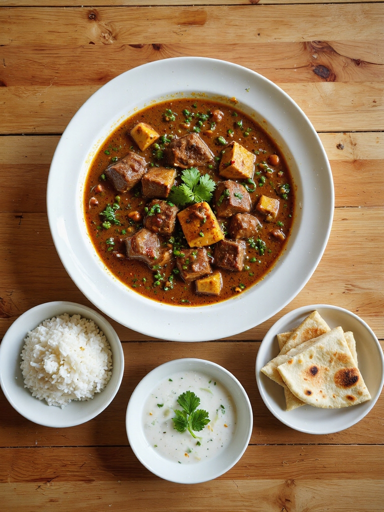 beef curry with complementary sides