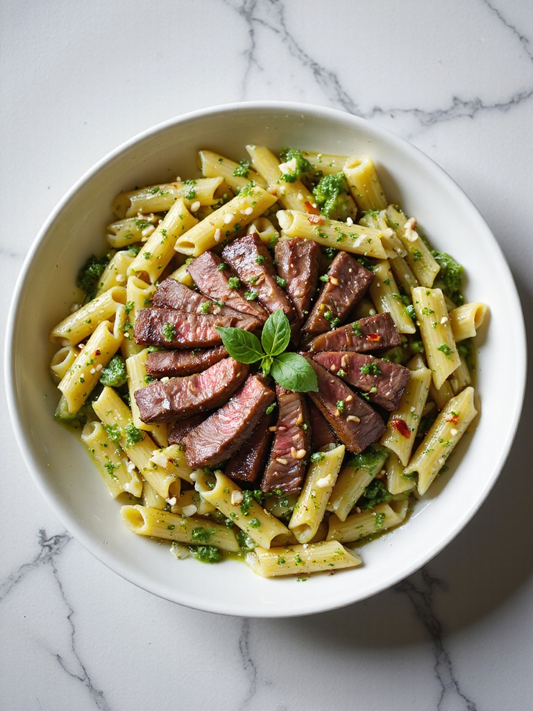 beef pesto pasta delight