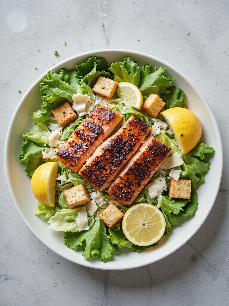 blackened salmon caesar salad