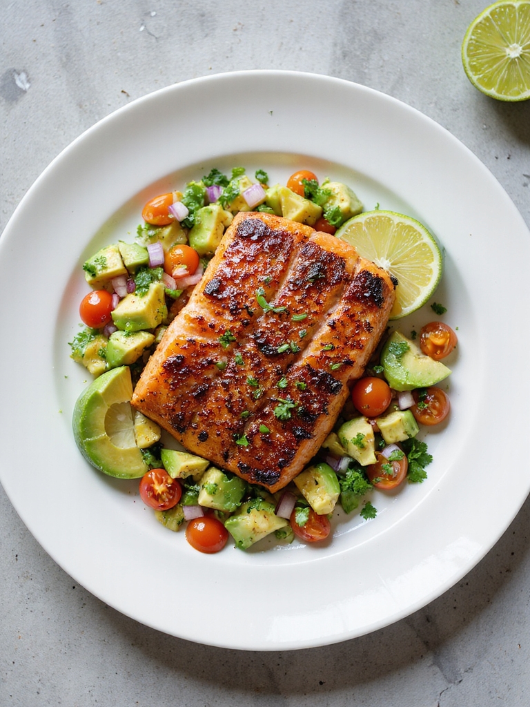 blackened salmon with avocado salsa
