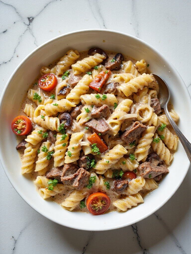 cajun philly cheesesteak pasta