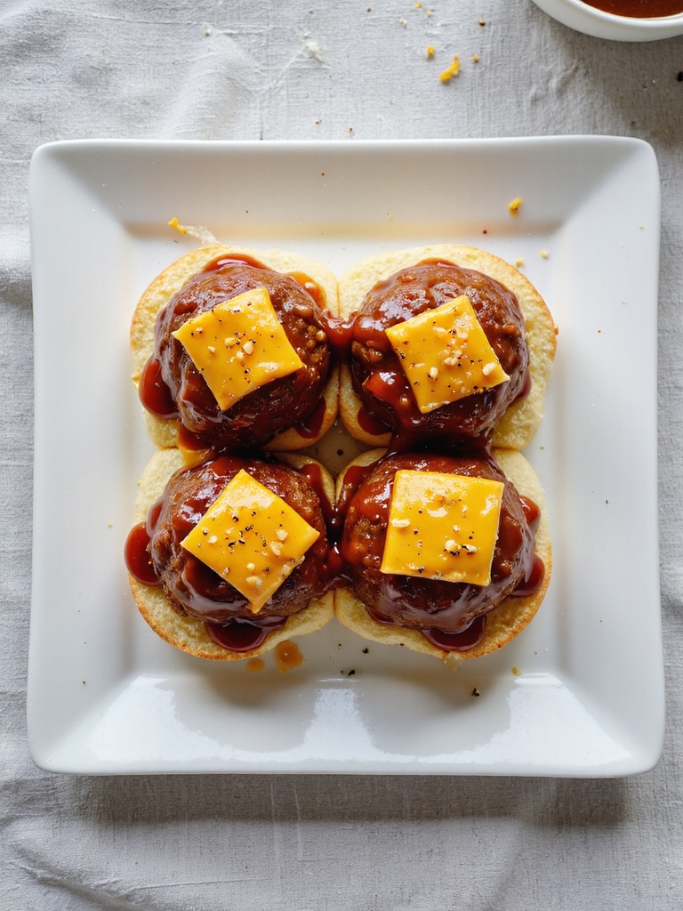 cheesy bbq meatball sliders