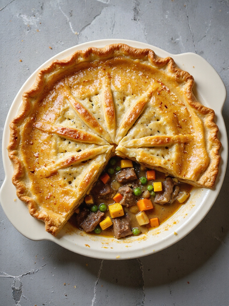 cheesy beef pot pie recipe