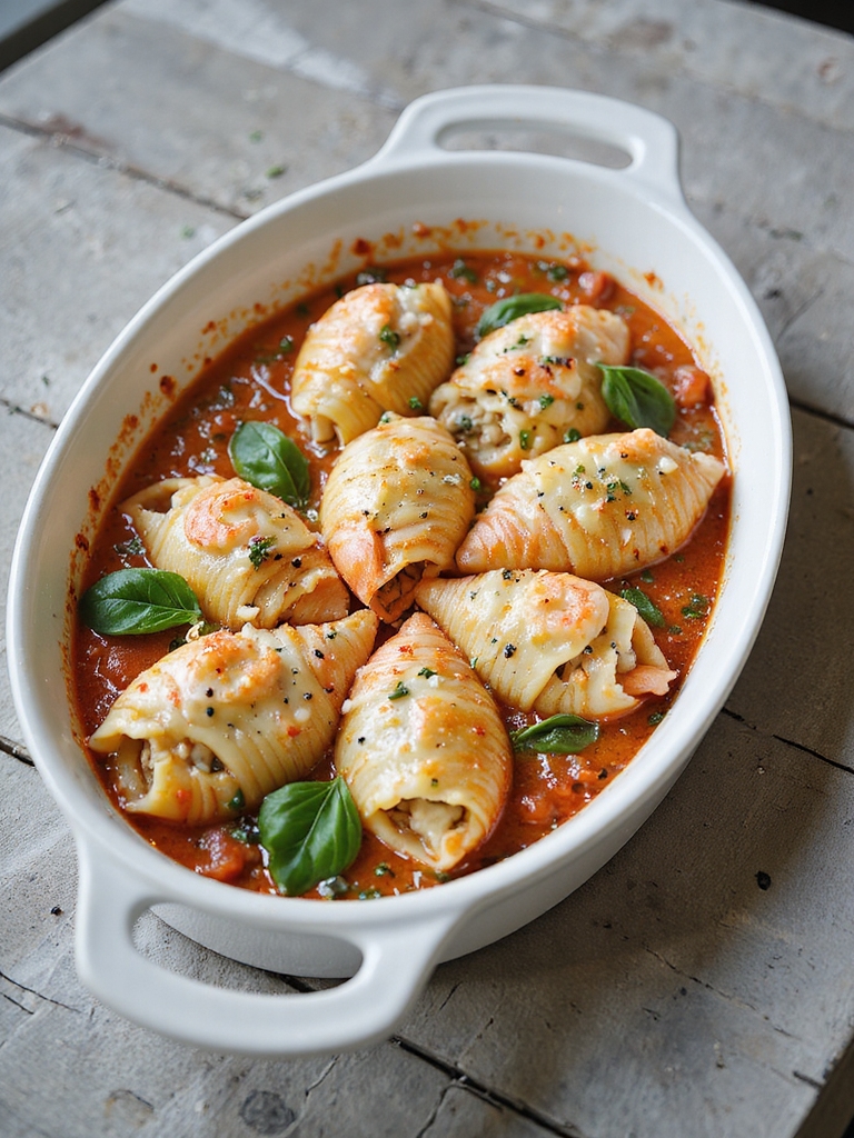 cheesy seafood stuffed shells