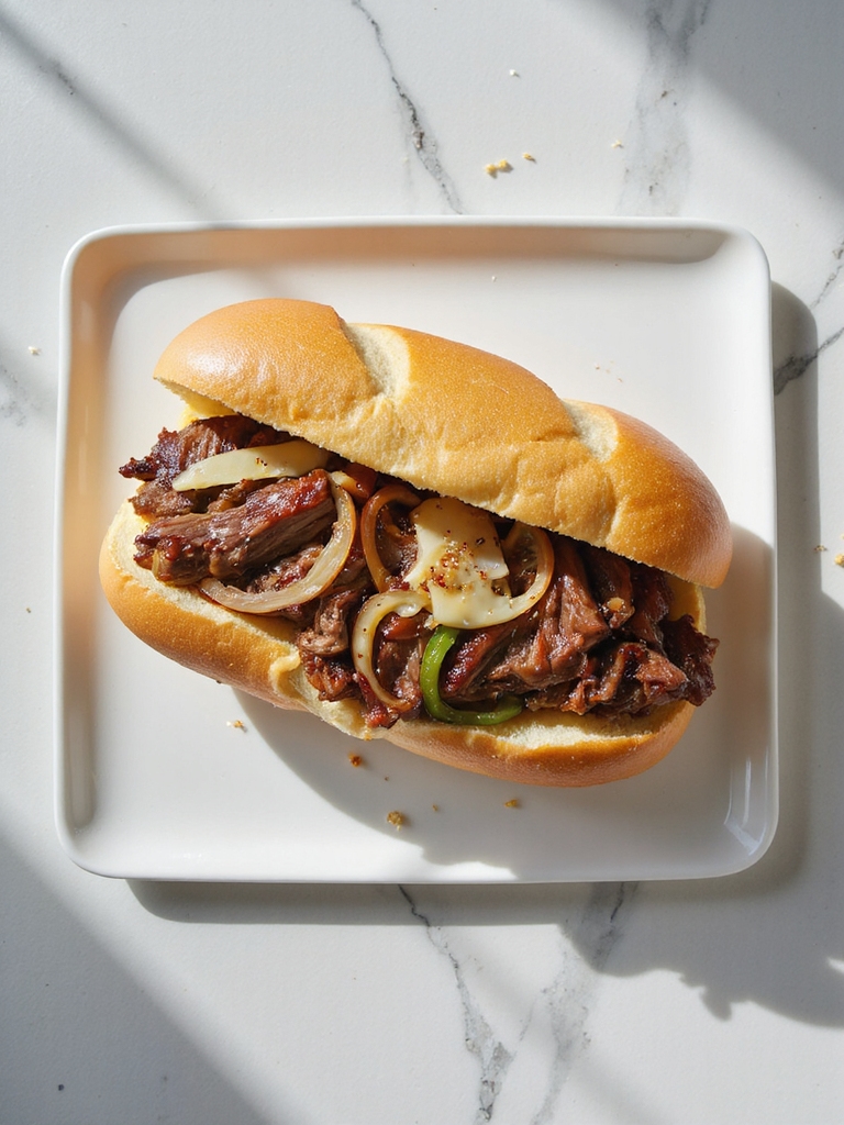 classic flavorful cheesesteak sandwich