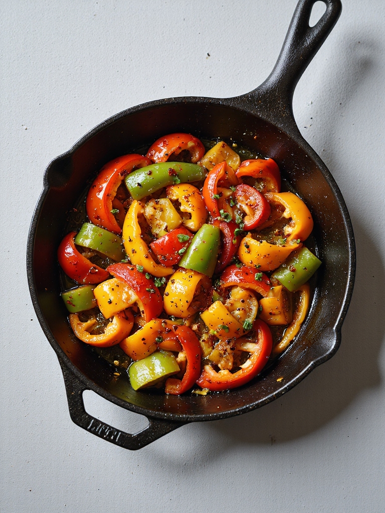 colorful peppers enhance fajitas