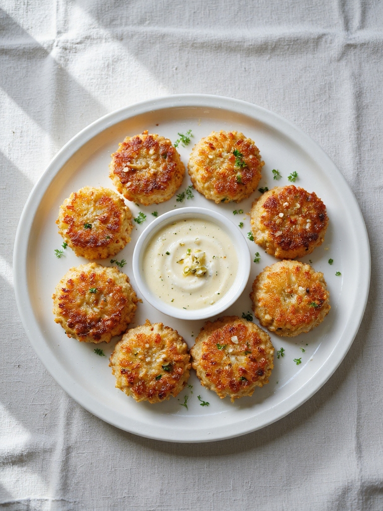 crab cakes with flavorful dips