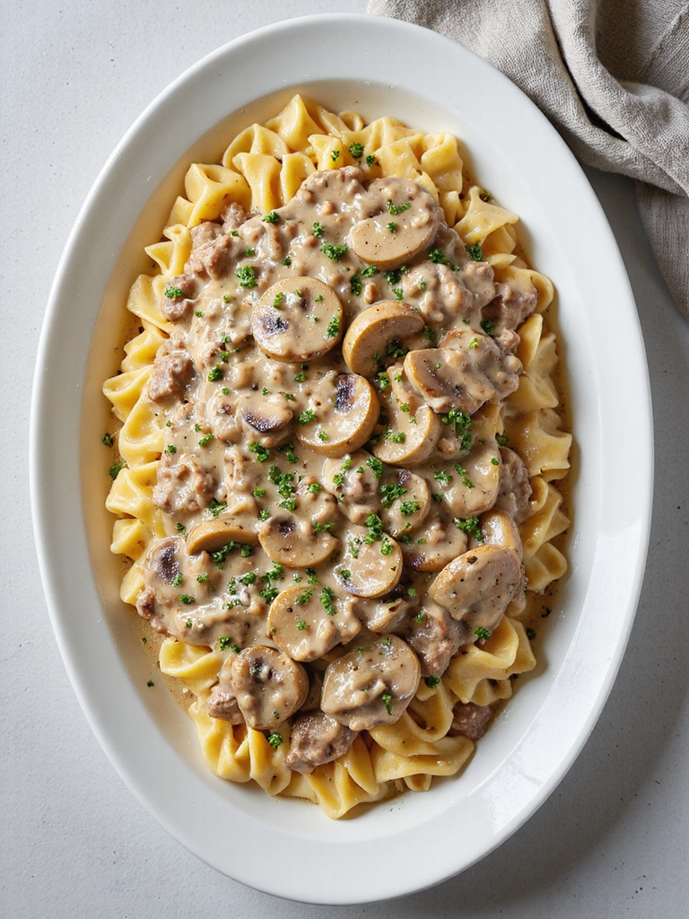 creamy beef noodle dish