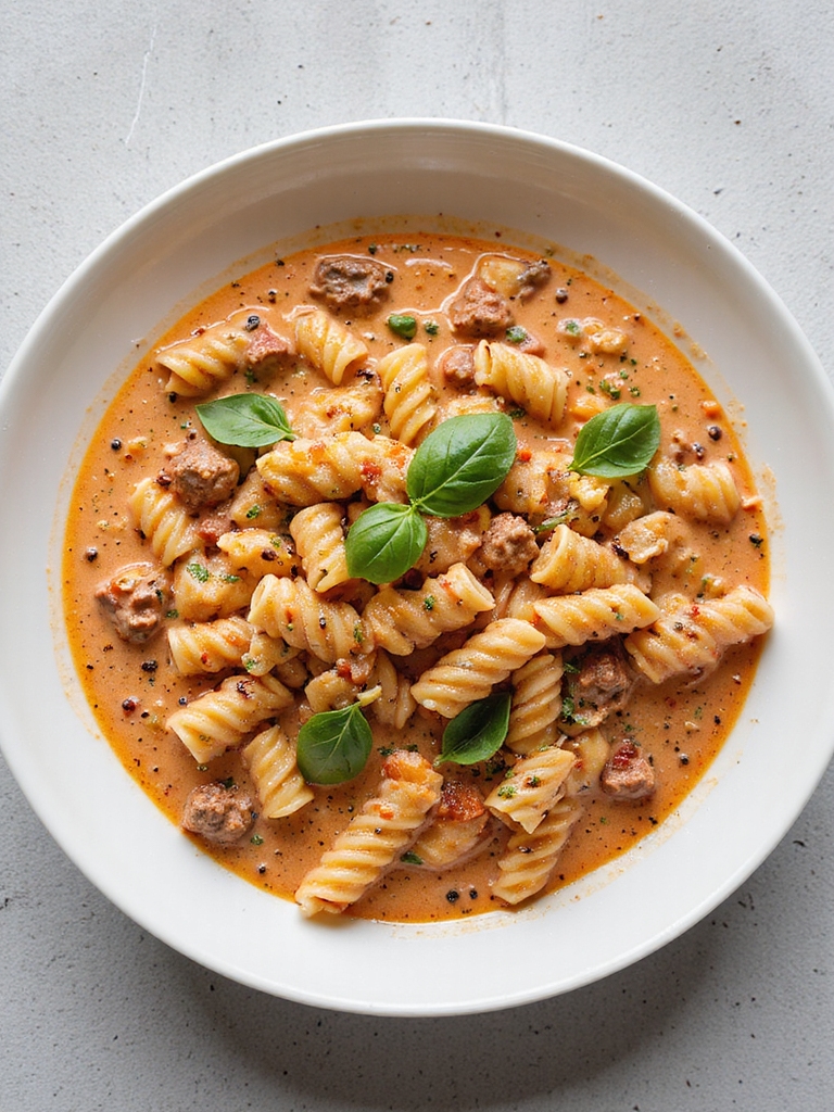 creamy beef tomato pasta