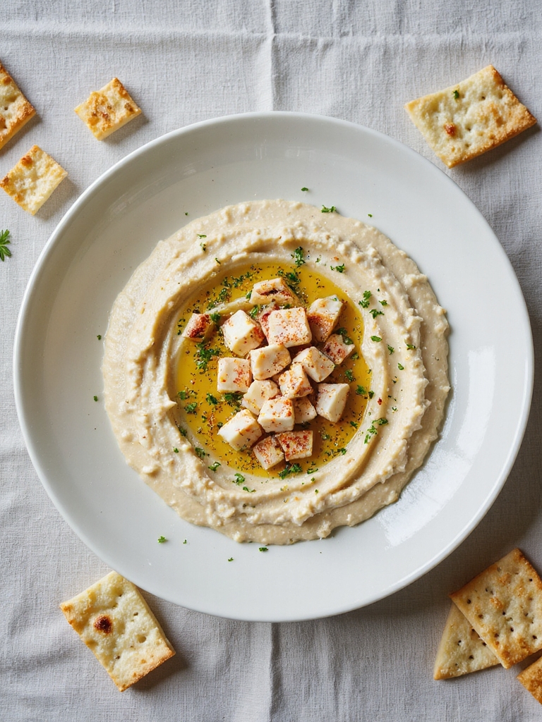 creamy crab hummus dip