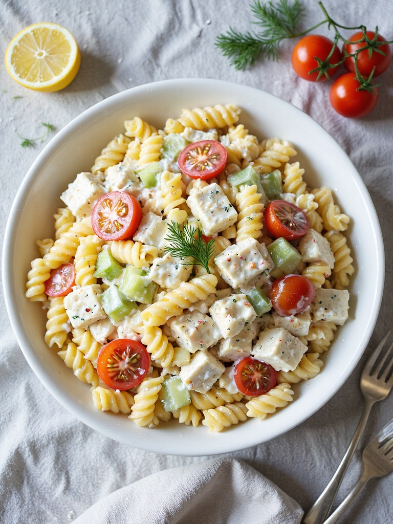 creamy dill crab pasta salad
