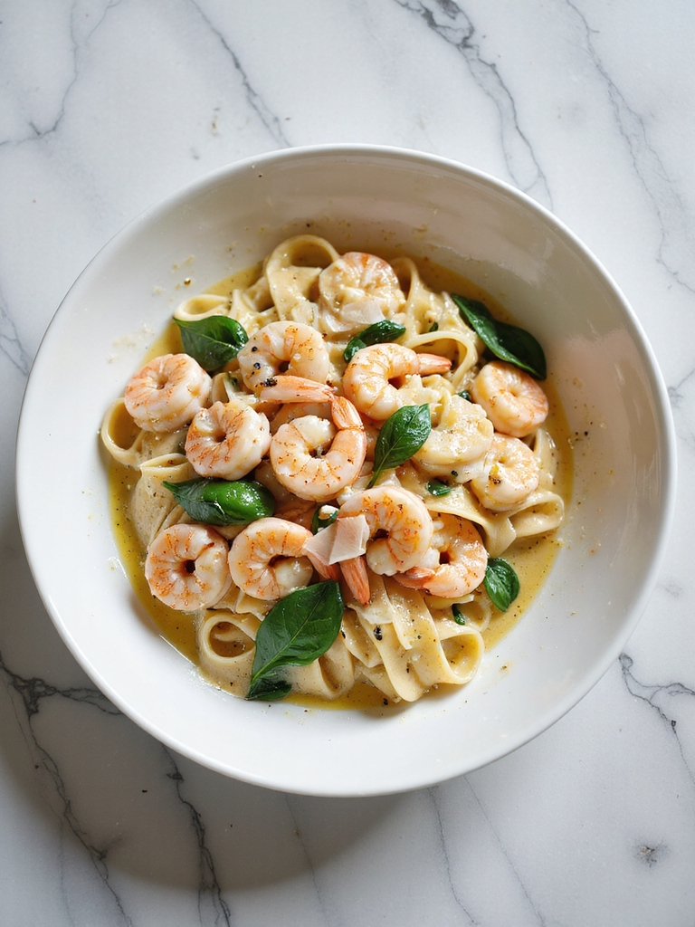 creamy garlic shrimp pasta