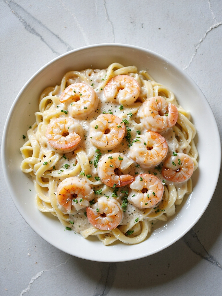 creamy garlic shrimp pasta