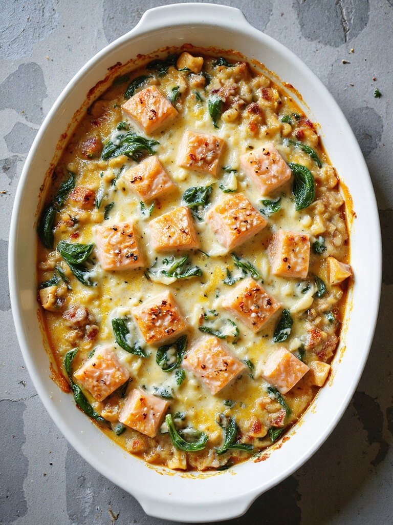 creamy salmon artichoke casserole