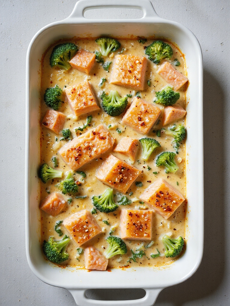 creamy salmon broccoli casserole