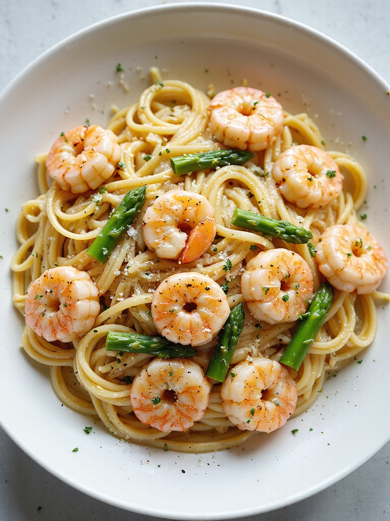 creamy shrimp asparagus carbonara
