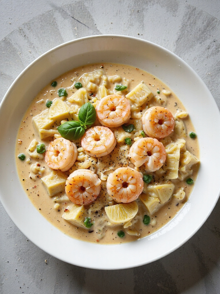 creamy shrimp orzo dish