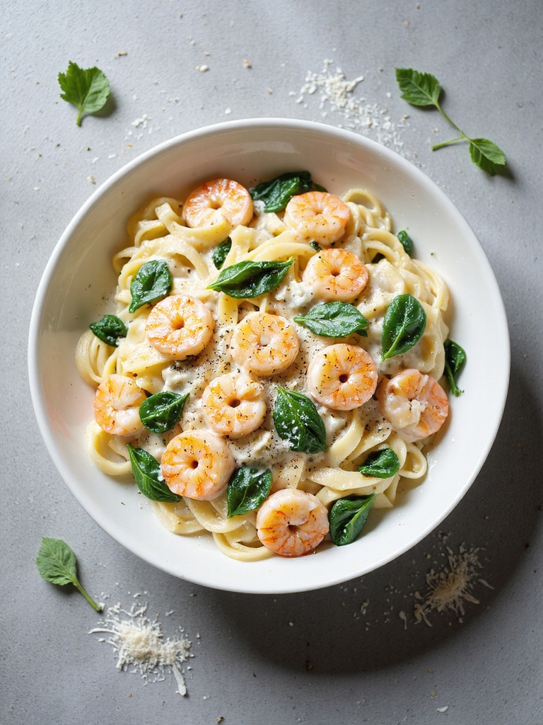 creamy shrimp spinach alfredo