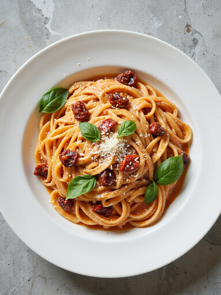 creamy sun dried tomato fettuccine