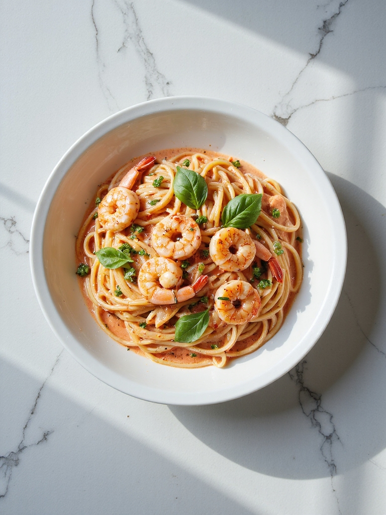 creamy tomato basil shrimp pasta