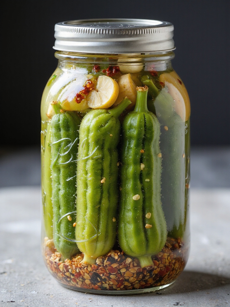 crisp sweet tangy pickled okra