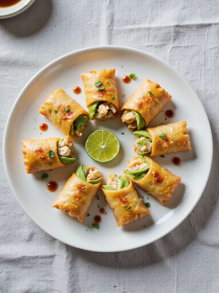 crispy avocado crab egg rolls