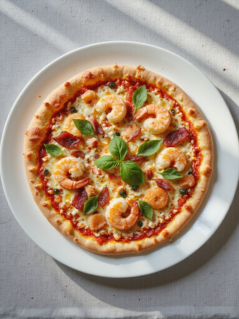 crispy bacon seafood pizza