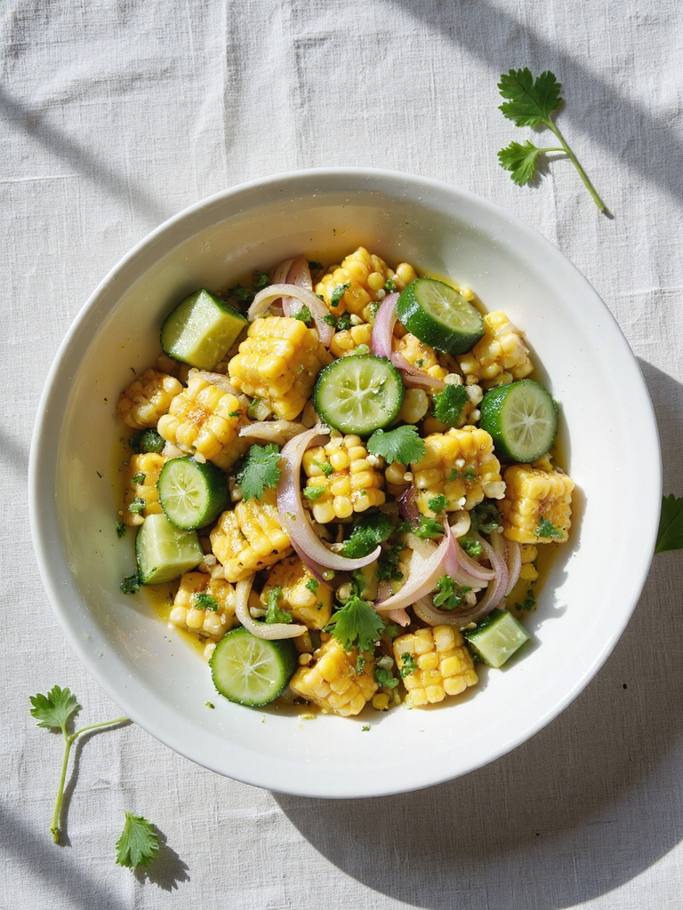 crispy cucumber corn salad