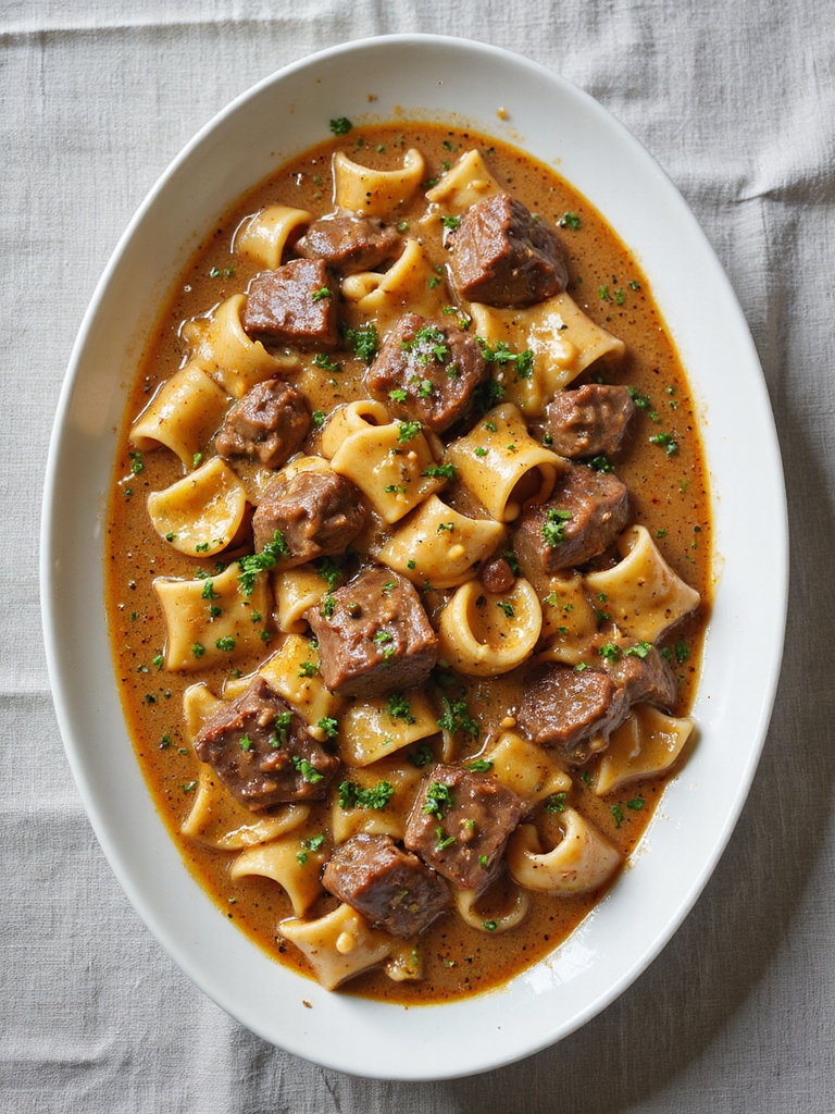 crockpot beef noodle preparation