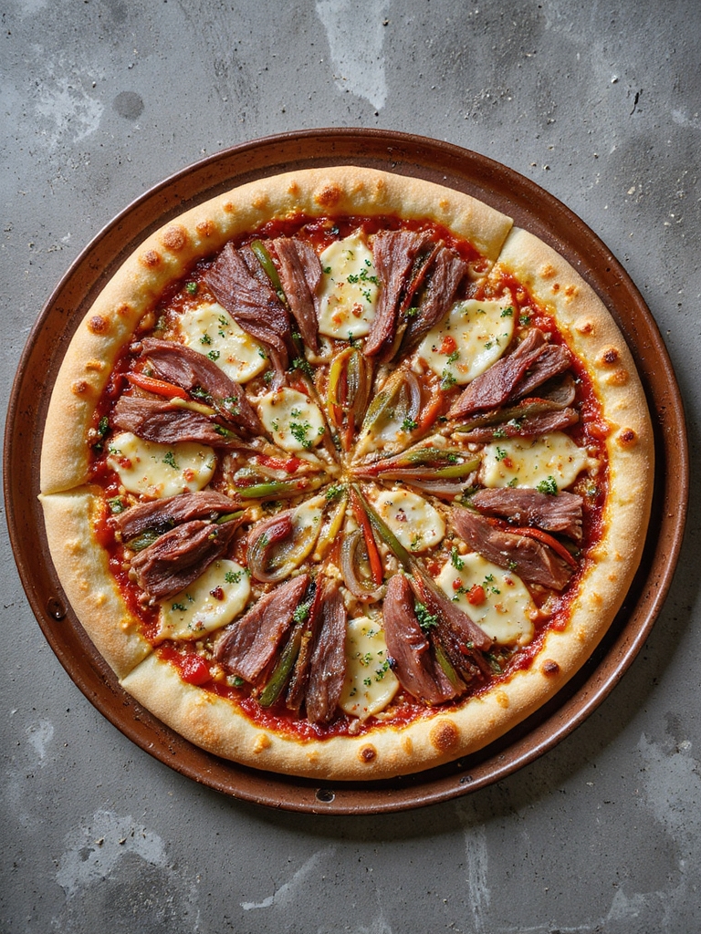 delicious roast beef pizza