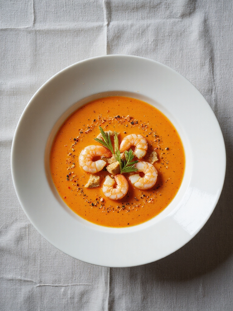 elegant seafood bisque presentation