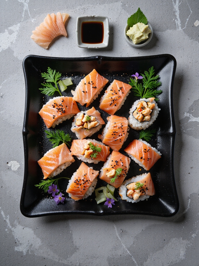 elevate sushi with garnishes