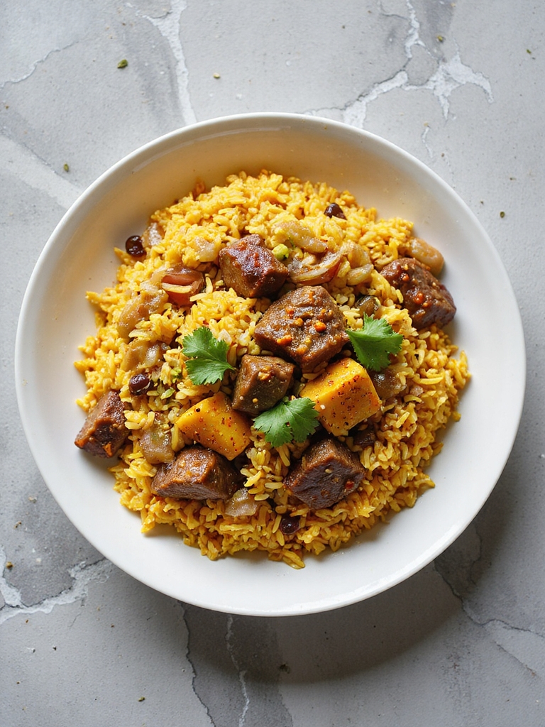 flavorsome curried beef pilaf