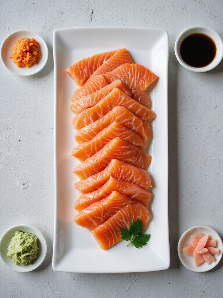 fresh thinly sliced salmon