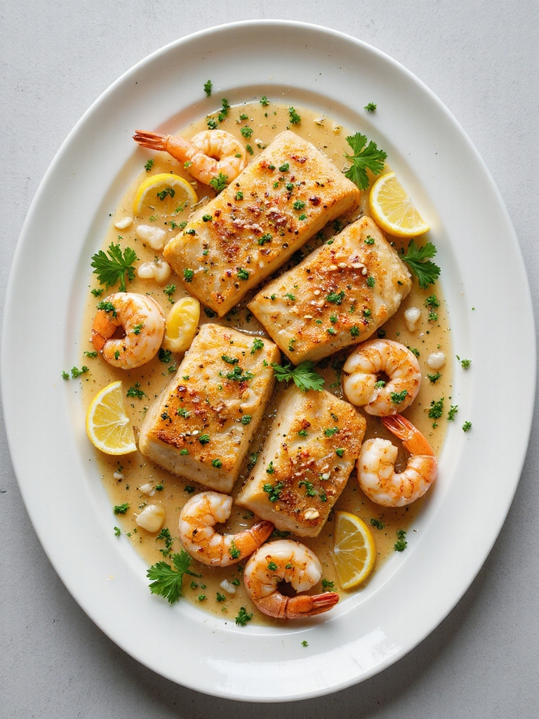garlic butter shrimp fish combo
