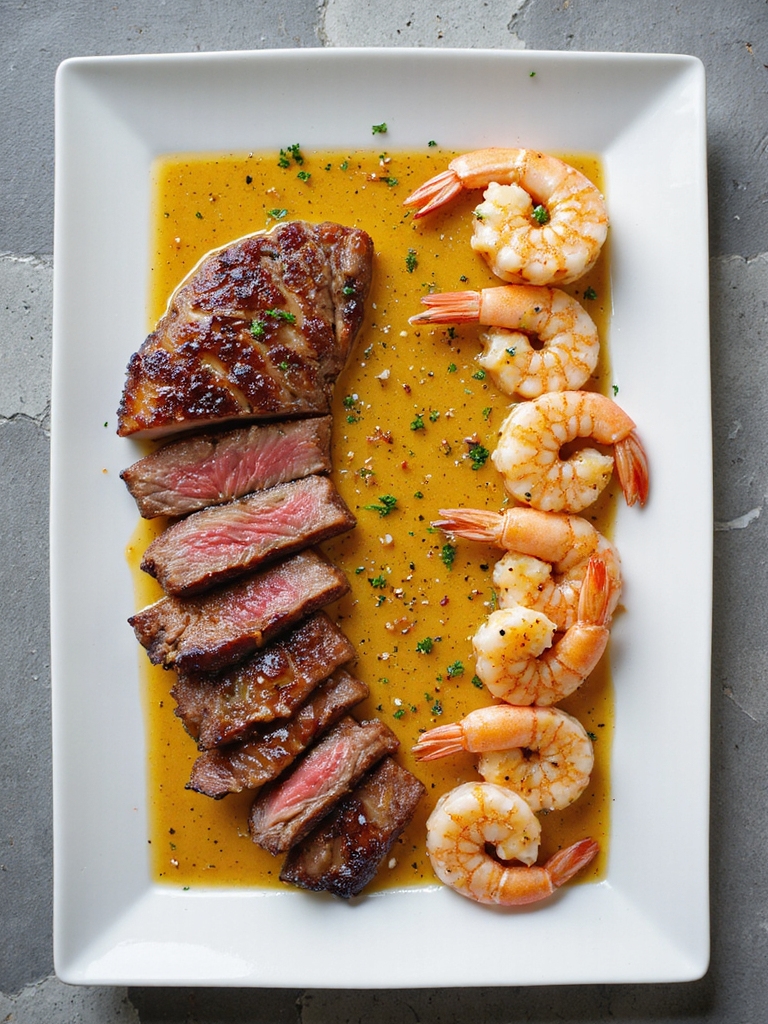 garlic butter steak and shrimp