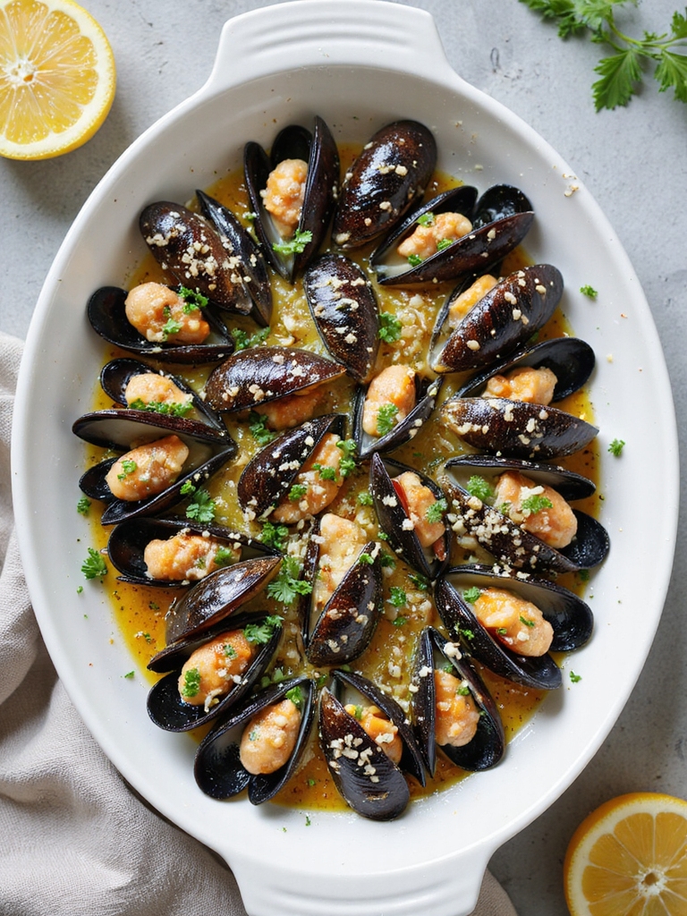 garlic parmesan mussels recipe