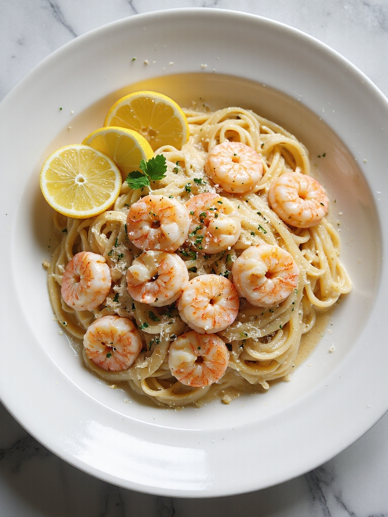 garlic parmesan shrimp linguine delight